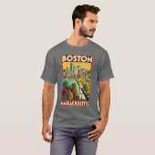 マサチューセッツ州ボストンのヴィンテージ旅行アート Tシャツ (正面フル)