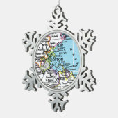 マサチューセッツ州ボストンの地図クリスマスオーナメント スノーフレークピューターオーナメント (右)