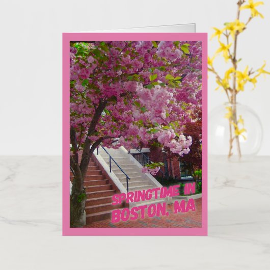 マサチューセッツ州ボストンの春 箔グリーティングカード (黄色い花)