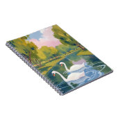 マサチューセッツ州ボストンコモンズの白鳥の池の水彩画 ノートブック (右側)