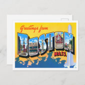 マサチューセッツ州ボストンヴィンテージビッグ・レター ポストカード (正面/裏面)