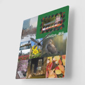 マサチューセッツ州ボストン写真コラージュ スクエア壁時計 (傾斜)