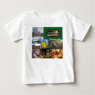 マサチューセッツ州ボストン写真コラージュ ベビーTシャツ