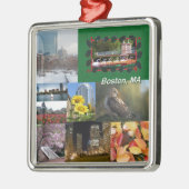 マサチューセッツ州ボストン写真コラージュ メタルオーナメント (左)