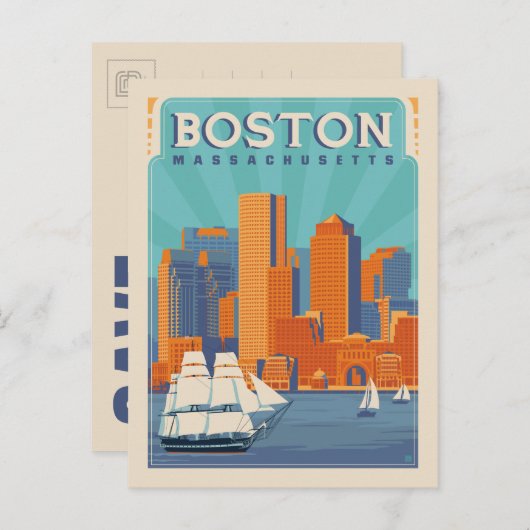 マサチューセッツ州ボストン | セーブザデート 案内ポストカード (正面/裏面)