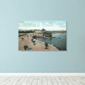 マサチューセッツ州ボストンGeneral View of City キャンバスプリント (インサイチュ (ウッドフロア))