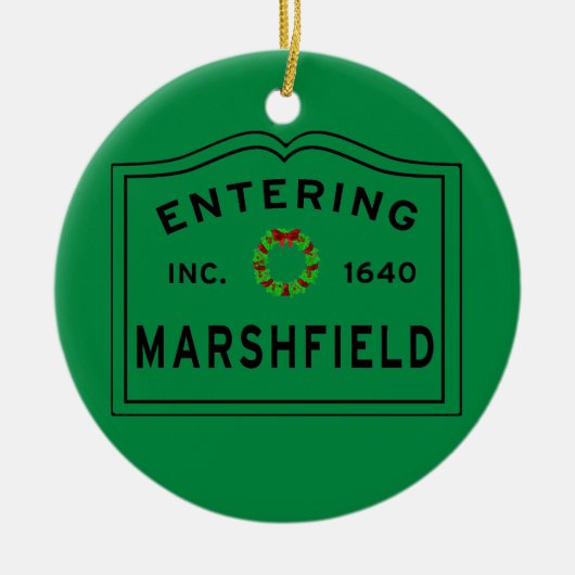 マサチューセッツ州マシュフィールドへのクリスマス セラミックオーナメント (正面)