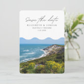 マサチューセッツ州マーサズ・ヴィニヤードの写真を使った結婚式の招待状（Save the Date） 招待状 (スタンド正面)