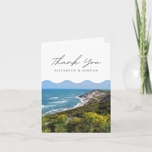 マサチューセッツ州マーサズ・ヴィニヤードの写真入り白紙の感謝カード サンキューカード (正面)