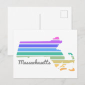 マサチューセッツ州レインボーミニマリストバケーションプライド ポストカード (正面/裏面)