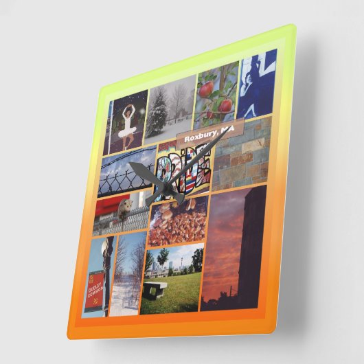 マサチューセッツ州ロックスベリー写真コラージュ 9958 スクエア壁時計 (傾斜)