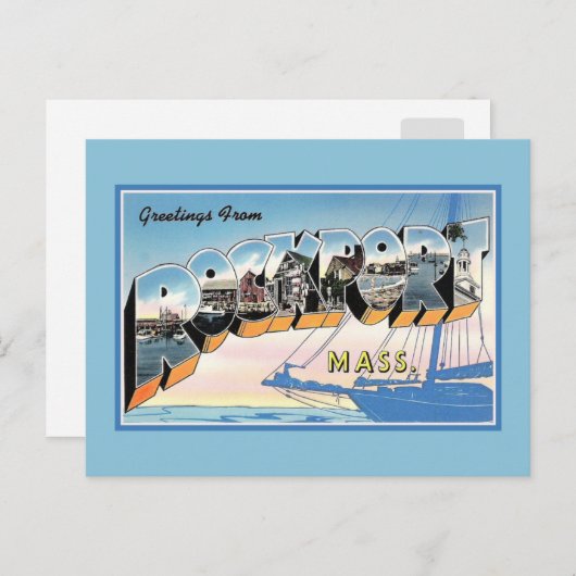 マサチューセッツ州ロックポートからのヴィンテージの挨拶 ポストカード (正面/裏面)