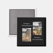 マサチューセッツ州ロックポートのビーチハウス マグネット (正面/裏面)