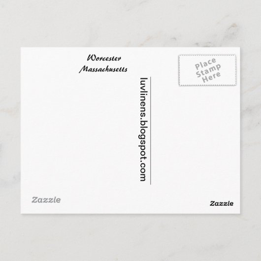 マサチューセッツ州ワーチェスターからの挨拶 ポストカード (裏面)