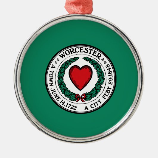 マサチューセッツ州ワーチェスター州旗 メタルオーナメント (正面)