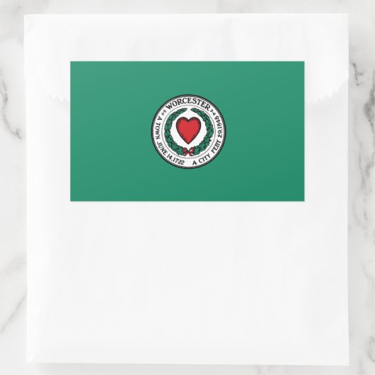 マサチューセッツ州ワーチェスター州旗 長方形シール (バッグ)