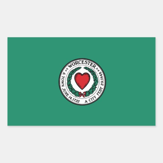 マサチューセッツ州ワーチェスター州旗 長方形シール (正面)