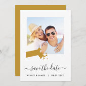 マサチューセッツ州地図フォトウェディング日付カードを保存 セーブザデート (正面/裏面)