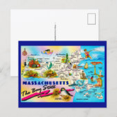 マサチューセッツ州地図ポストカード ポストカード (正面/裏面)