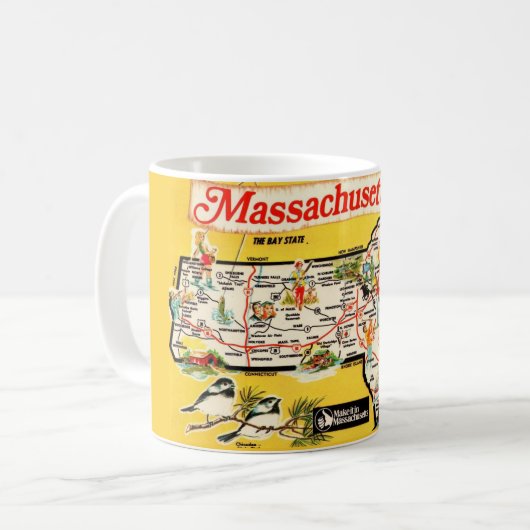 マサチューセッツ州地図マグ コーヒーマグカップ (正面左)
