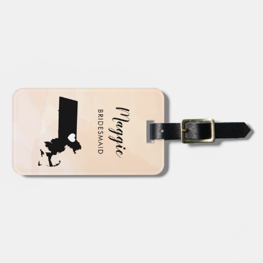 マサチューセッツ州地図ラゲージタグ、ウェディングパーティー ラゲッジタグ (正面横)