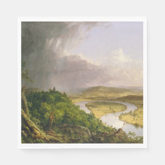 マサチューセッツ州山・ホルヨークから見られるオックスボウ川 スタンダードランチョンナプキン (正面)