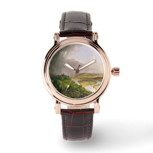 マサチューセッツ州山・ホルヨークから見られるオックスボウ川 腕時計 (正面)