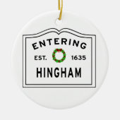 マサチューセッツ州市街ヒンガムMAに入る セラミックオーナメント (正面)