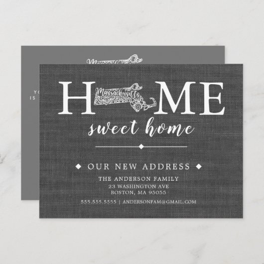 マサチューセッツ州引越アナウンスはがき 案内ポストカード (正面/裏面)