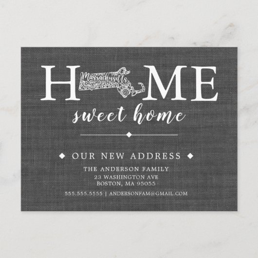 マサチューセッツ州引越アナウンスはがき 案内ポストカード (正面)