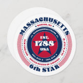 マサチューセッツ州循環タイポグラフィフラットカード (正面/裏面)