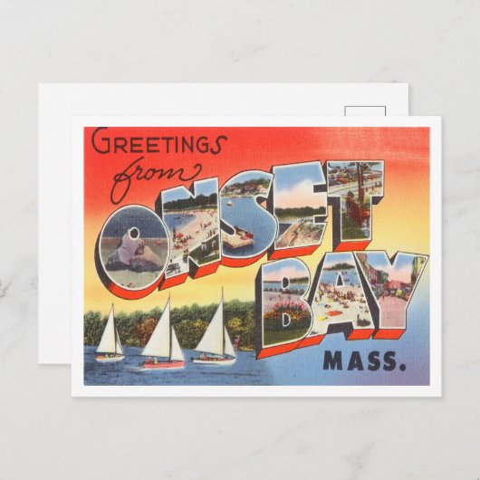 マサチューセッツ州旅行のOnest Bayからの挨拶 ポストカード (正面/裏面)