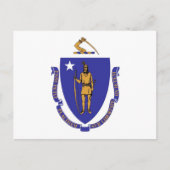 マサチューセッツ州旗つき州- USA ポストカード (正面)