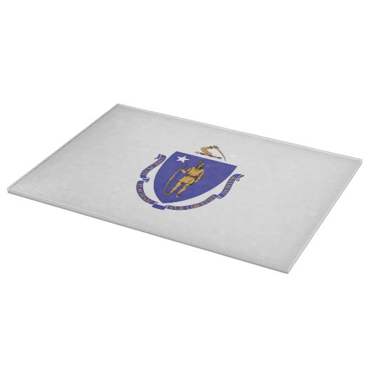 マサチューセッツ州旗を持つガラス製のカッティングボード カッティングボード (角)