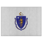 マサチューセッツ州旗を持つガラス製のカッティングボード カッティングボード (正面)