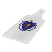 マサチューセッツ州旗を持つガラス製カッティングボードパドル カッティングボード (角)