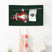 マサチューセッツ州旗を持つサンタクロース 横断幕 (インサイチュ)