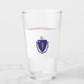 マサチューセッツ州旗を持つ愛国的なガラス杯 タンブラーグラス (正面)