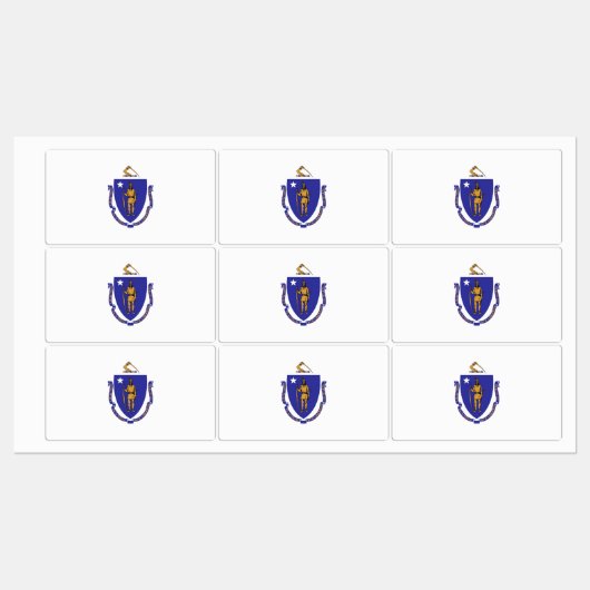 マサチューセッツ州旗を持つ愛国的なラベル州 ラベル (シート)