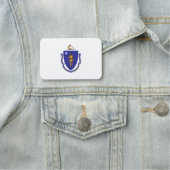 マサチューセッツ州旗を持つ愛国的な名前タグ 名札 (インサイチュ)