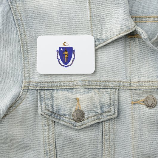 マサチューセッツ州旗を持つ愛国的な名前タグ 名札 (インサイチュ)