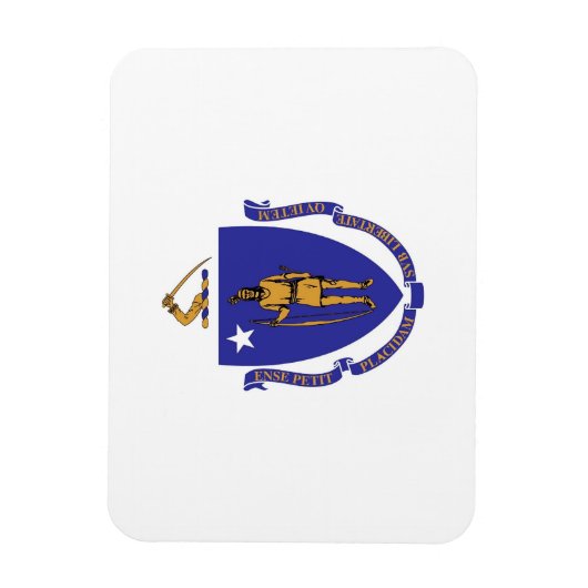 マサチューセッツ州旗を持つ愛国的な柔軟な磁石 マグネット (縦)