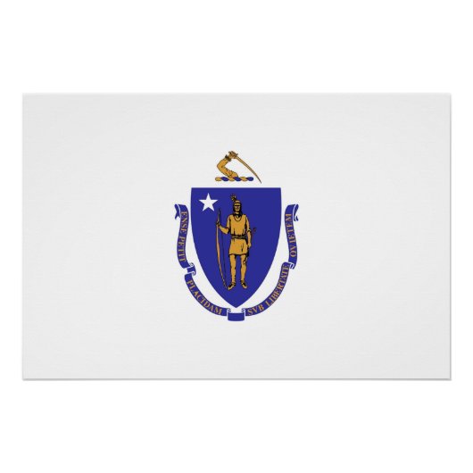 マサチューセッツ州旗を掲げた愛国的な壁のポスター ポスター (正面)