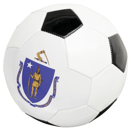 マサチューセッツ州旗を掲げる愛国的なサッカーボール サッカーボール (3/4)
