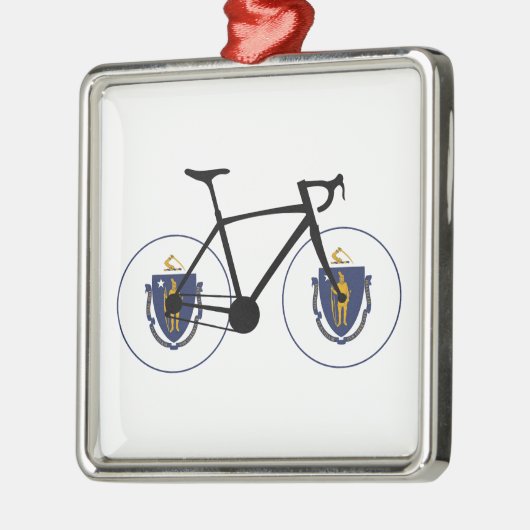 マサチューセッツ州旗サイクリング メタルオーナメント (左)