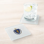 マサチューセッツ州旗デザインデコール ガラスコースター (アングル)