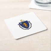 マサチューセッツ州旗デザイン スクエアペーパーコースター (アングル)