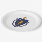 マサチューセッツ州旗デザイン ペーパープレート (アングル)