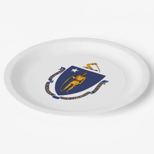 マサチューセッツ州旗デザイン ペーパープレート (アングル)
