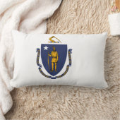 マサチューセッツ州旗プリント愛国心 ランバークッション (ブランケット)